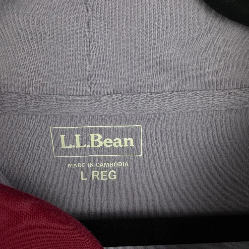 LL Bean Shawl Collar Tops Set Two Womens Large Red Lavender 100% Cotton 290348